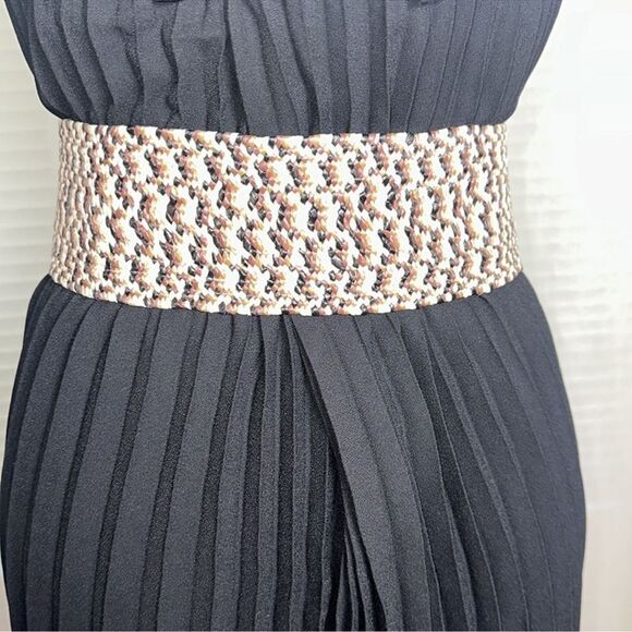 Vince Camuto M-L/XL Black Natural Toggle Buckle Woven Raffia Belt - Picture 6 of 11